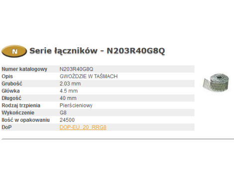 BOSTITCH GWOŹDZIE N55  2,03-40 R GAL8 Q 24,5M