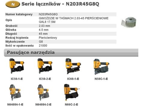 BOSTITCH GWOŹDZIE N55  2,03-45 R GAL8 Q 21M ...