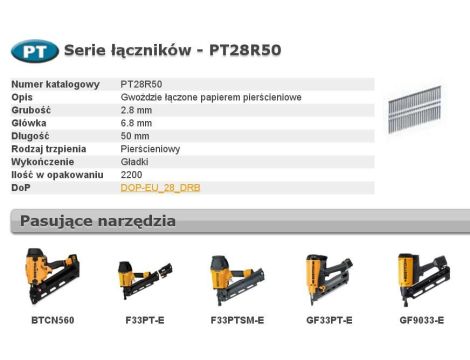 BOSTITCH GWOŹDZIE PT 33` 50mm RING 2,2M