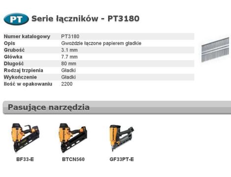 BOSTITCH GWOŹDZIE PT 33` 80mm 2.2M