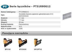 BOSTITCH GWOŹDZIE PT 33` 90mm RING GAL