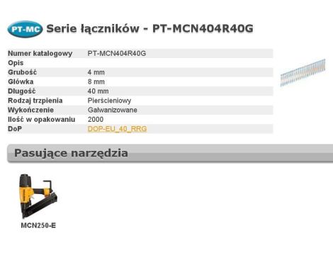 BOSTITCH GWOŹDZIE PT MCN 404 40 RING 2M GAL ...