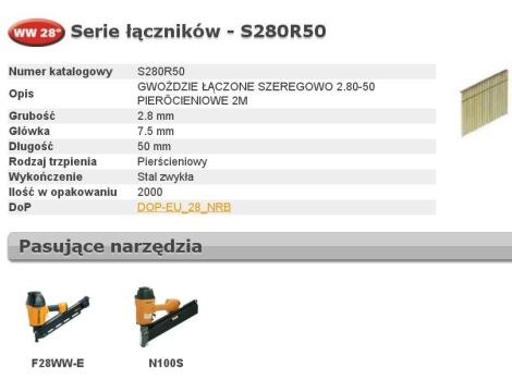 BOSTITCH GWOŹDZIE WW 28` 50mm R  2M ...