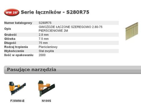 BOSTITCH GWOŹDZIE WW 28` 75mm R  2M ...