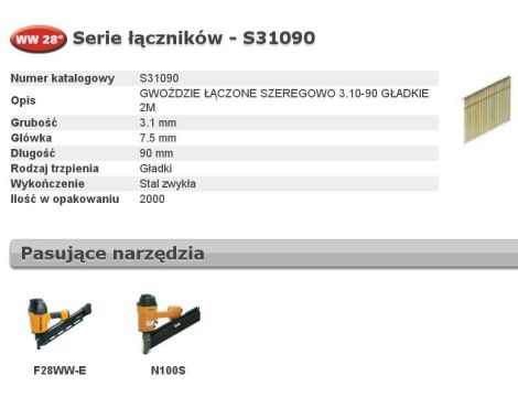 BOSTITCH GWOŹDZIE WW 28` 90mm  2M ...