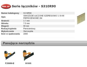 BOSTITCH GWOŹDZIE WW 28` 90mm R  2M ...