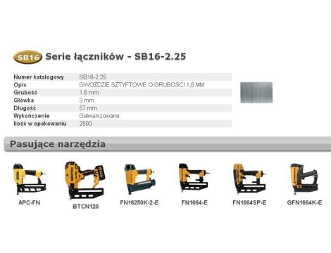 BOSTITCH SZTYFTY  SB16 0` 57mm 2,5M ...