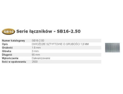 BOSTITCH SZTYFTY  SB16 0` 65mm 2,5M ...