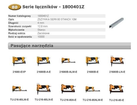 BOSTITCH ZSZYWKI 80  4mm 10M ... szer 12,8mm