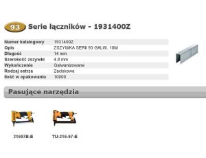 BOSTITCH ZSZYWKI 93 14mm 10M szer. 4,8mm