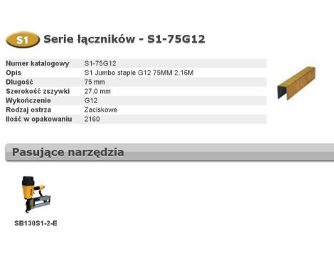 BOSTITCH ZSZYWKI S1  75mm 2,16M szer. 27mm