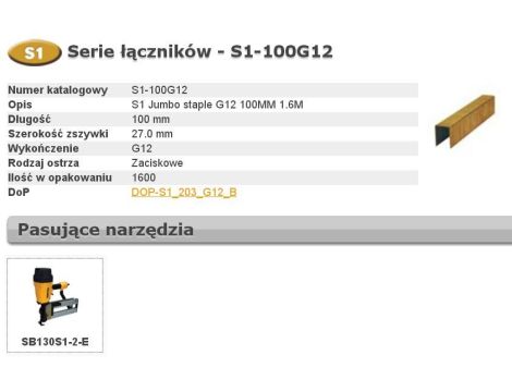 BOSTITCH ZSZYWKI S1 100mm 1,6M ... szer. 27mm