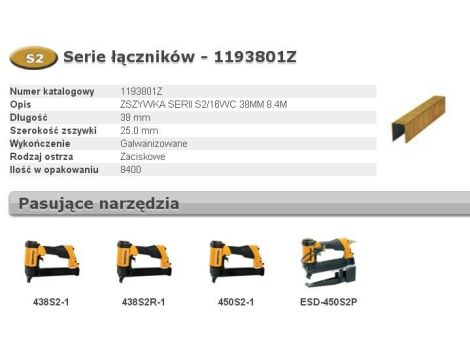 BOSTITCH ZSZYWKI S2/16WC 38MM 8.4M szer. 25mm