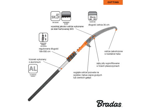 PIŁA OGRODNICZA Z SEKATOREM TELESKOPOWA 5,50m V-SERIES - 3