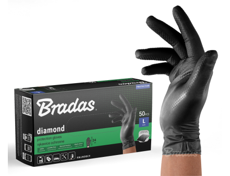 RĘKAWICE NITRYLOWE DIAMOND CZARNE   L 8-9 /50szt. - 3