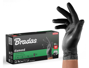 RĘKAWICE NITRYLOWE DIAMOND CZARNE   M 7-8 /50szt.