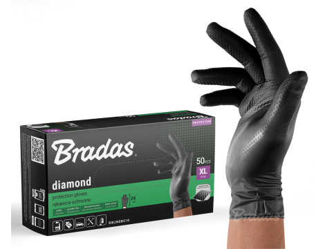 RĘKAWICE NITRYLOWE DIAMOND CZARNE  XL 9-10 /50szt. - 3