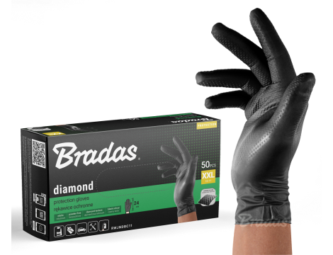 RĘKAWICE NITRYLOWE DIAMOND CZARNE XXL 10-11 /50szt.