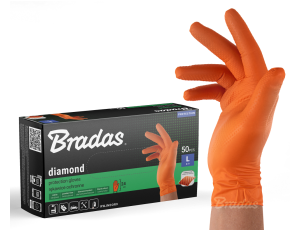 RĘKAWICE NITRYLOWE DIAMOND POMARAŃCZOWE  L 8-9 /50szt. - image 2