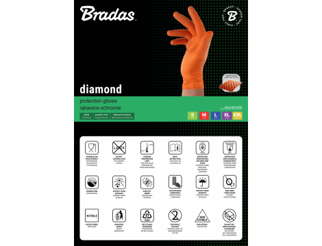 RĘKAWICE NITRYLOWE DIAMOND POMARAŃCZOWE  M 7-8 /50szt. - 3