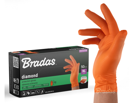 RĘKAWICE NITRYLOWE DIAMOND POMARAŃCZOWE XL 9-10 /50szt.