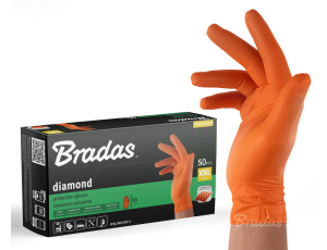 RĘKAWICE NITRYLOWE DIAMOND POMARAŃCZOWE XXL 10-11 /50szt.