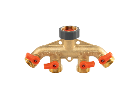 ROZDZIELACZ 4-DROŻNY GW 3/4"x GZ 3/4" MOSIĄDZ  Z ZAWORAMI BRASS SOFT