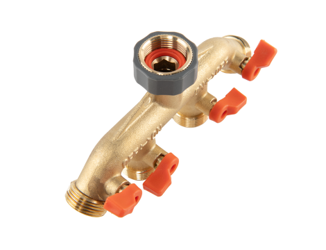 ROZDZIELACZ 4-DROŻNY GW 3/4"x GZ 3/4" MOSIĄDZ  Z ZAWORAMI BRASS SOFT - 2