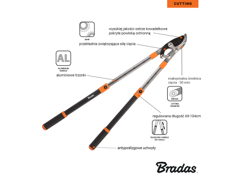 SEKATOR DO GAŁĘZI V-SERIES-D OSTRZE MIJAJĄCE 50mm TELESKOWPOWY ALUMINIOWY - 2