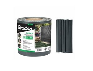 TAŚMA OGRODZENIOWA 19cm x 35m SZARA+ KLIPSY 20szt.