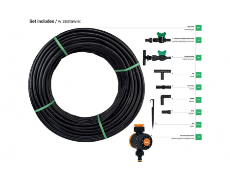 WĄŻ KROPLUJĄCY WATER FLOW DRIP ZESTAW  50m Z ZEGAREM PRZEPŁYWU WODY - 2