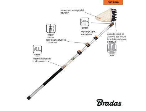 ZBIERAK DO OWOCÓW V-SERIES TELESKOPOWY TRZONEK 3,6m - 2