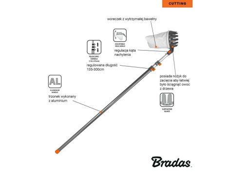 ZBIERAK DO OWOCÓW V-SERIES TELESKOPOWY TRZONEK 3,75m - 3