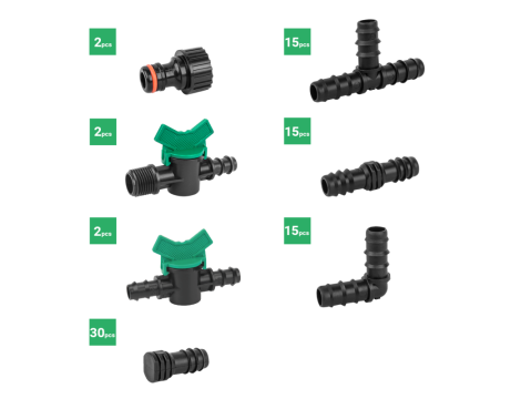 ZESTAW AKCESORIÓW DO LINII KROPLUJĄCEJ 16mm  /81szt. - 2