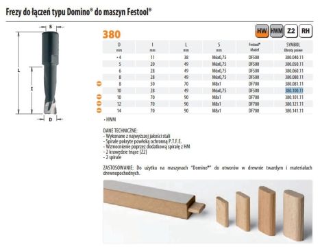 CMT FREZ DOMINO D=10 I=28 L=49 S=M6x0,75 .