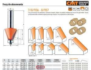 CMT FREZ HM A=45 D=31,7 I=9,5 S=8 DO UKOSOWANIA, ŁOŻYSKO.