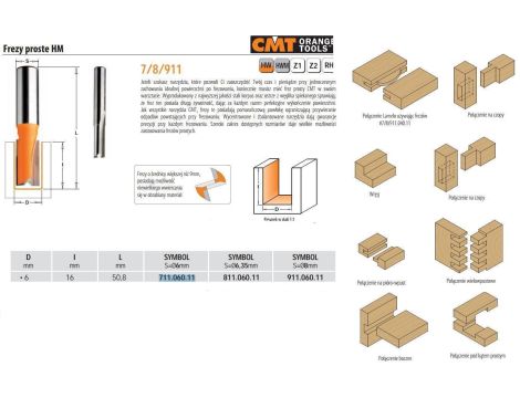 CMT FREZ HM D= 6 I=16 L=50,8 S=6 PROSTY, KRÓTKI. - 2