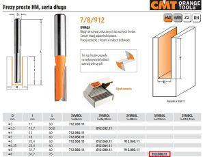 CMT FREZ HM D= 8 I=31,7 L=75 S=12... PROSTY, DŁUGI.