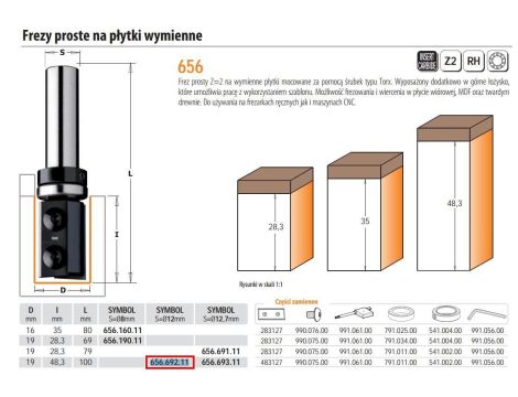 CMT FREZ HM D=19 I=48,3 L=99,8 S=12+G.ŁO