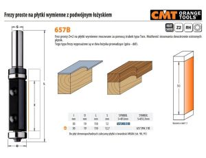 CMT FREZ HM D=19 I=50 L=110 S=12 Z=2 NA PŁYTKI WYMIENNE Z PODWÓJNYM ŁOŻYSKIEM
