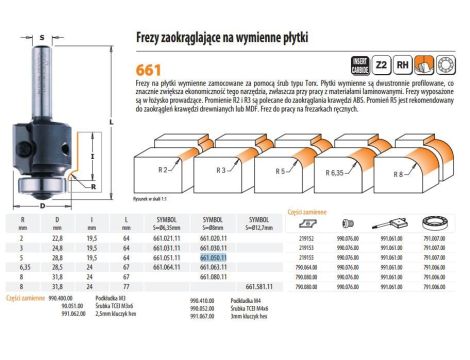 CMT FREZ HM D=28,6 R=5 I=19,5 S=8... DO ZAOKRĄGLEŃ,WYMIENNE PŁYTKI.