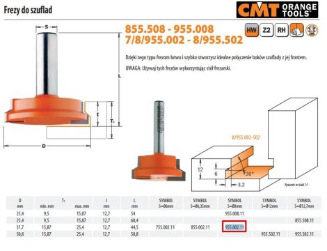 CMT FREZ HM D=31,7 I=12 S=8... DO SZUFLAD.