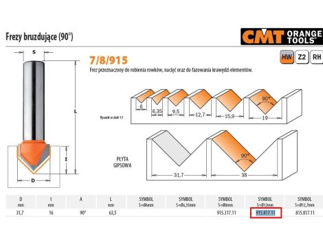 CMT FREZ HM D=31,7 I=16 A=90 S=12... DO BRUZD.