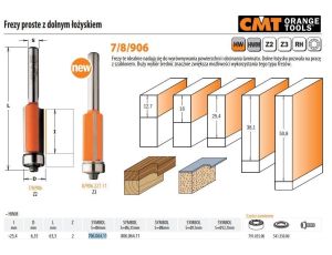 CMT FREZ HM I=25,4 D=6,35 S=6 DOLNE ŁOŻ. PROSTY.
