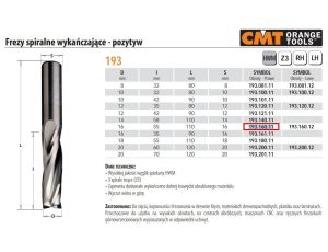 CMT FREZ SPI. D=16 I=55 L=110 Z=3 S=16.. SPIRALNY, WYSOKOOBROTOWY, WYKAŃCZJĄCY.