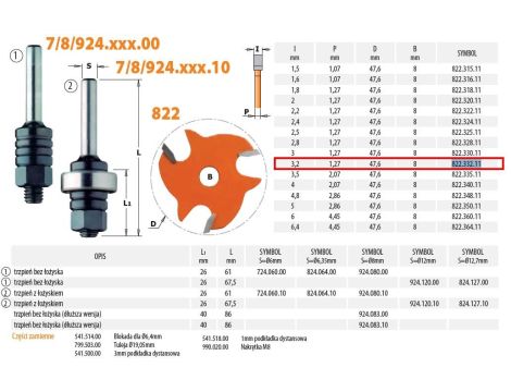 CMT OSTRZE PIŁK I=3,2 D=47,6 F=8 .