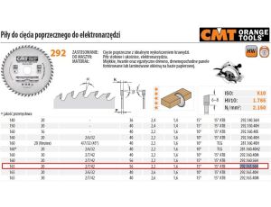 CMT PIŁA HM 165x20x2,2/1,6 Z=56 CIĘCIE POPRZECZNE, WYKAŃCZAJĄCE