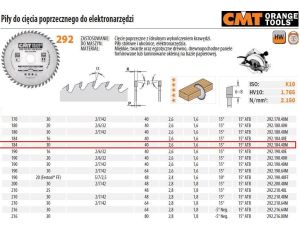 CMT PIŁA HM 184x30x2,6/1,6 Z=40 CIĘCIE POPRZECZNE, WYKAŃCZAJĄCE