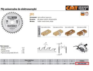 CMT PIŁA HM 190x30x2,6/1,6 Z=24 DO CIĘCIA WZDŁUŻNEGO I POPRZECZNEGO.