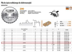 CMT PIŁA HM 210x30x2,8/1,8 Z=24 CIĘCIE WZDŁUŻNE